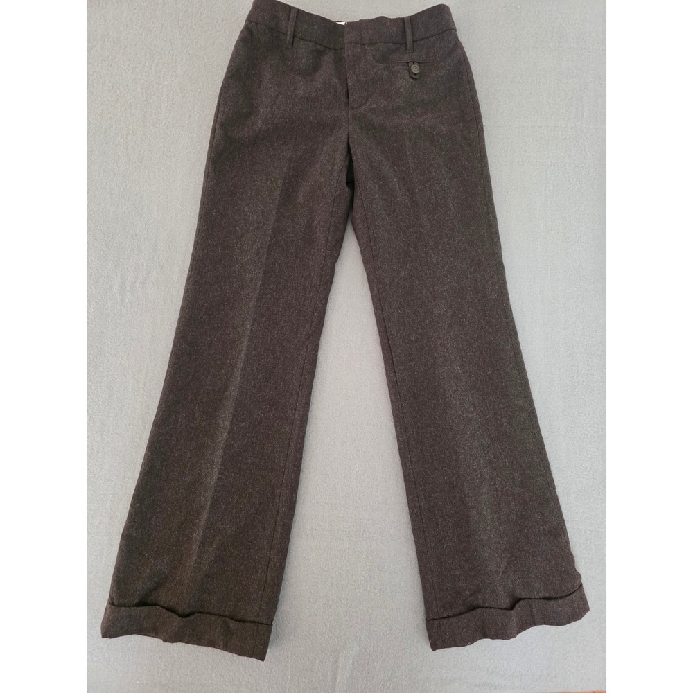 Vintage 2000s GAP Wool Brown Wide Leg Cuffed Trousers 6R Academia Minimalist